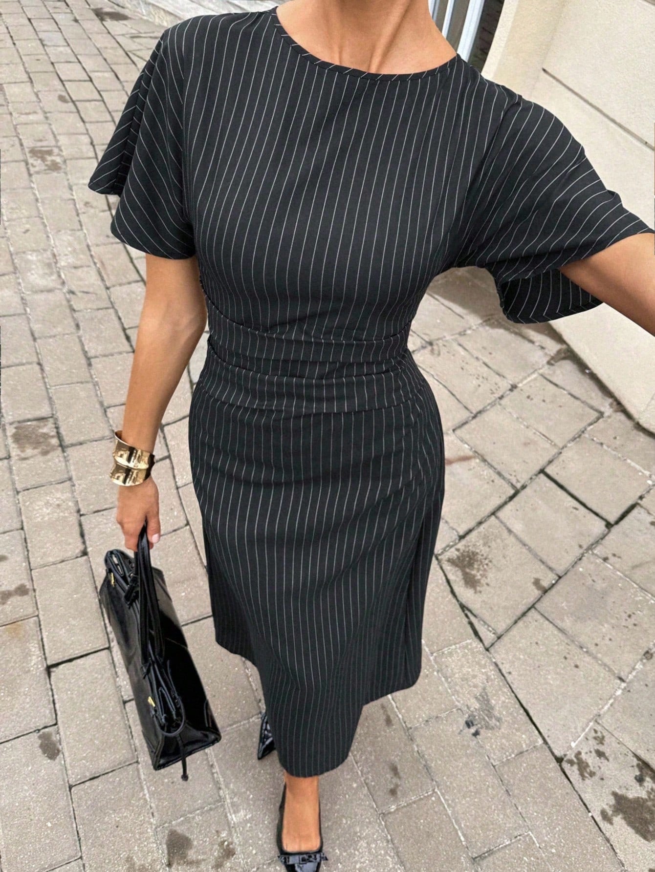 SHEIN Siren Gaze New Commuter Striped Dress For Women, Waisted A-Line | Dress | OneHub SHEIN Siren Gaze New Commuter Striped Dress For Women, Waisted A-Line | Dress | OneHub