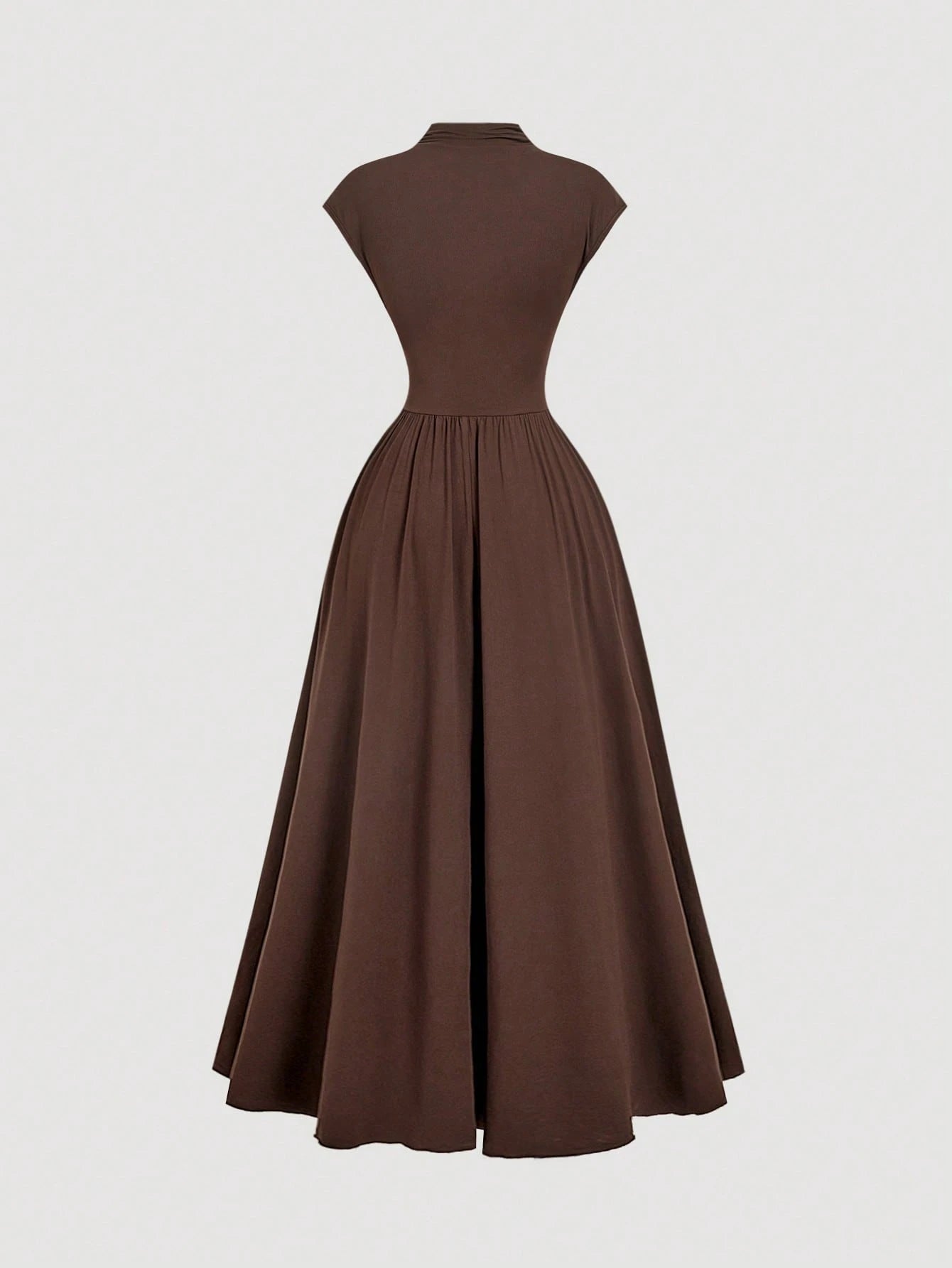 SHEIN Skyraze Women's Coffee Brown High Neck Long Knit Dress,Autumn Elegant Dinner Date,Wedding Guest Dress For Women,Valentine's Day,Tea Party Outfit,Birthday