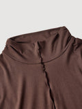 SHEIN Skyraze Women's Coffee Brown High Neck Long Knit Dress,Autumn Elegant Dinner Date,Wedding Guest Dress For Women,Valentine's Day,Tea Party Outfit,Birthday