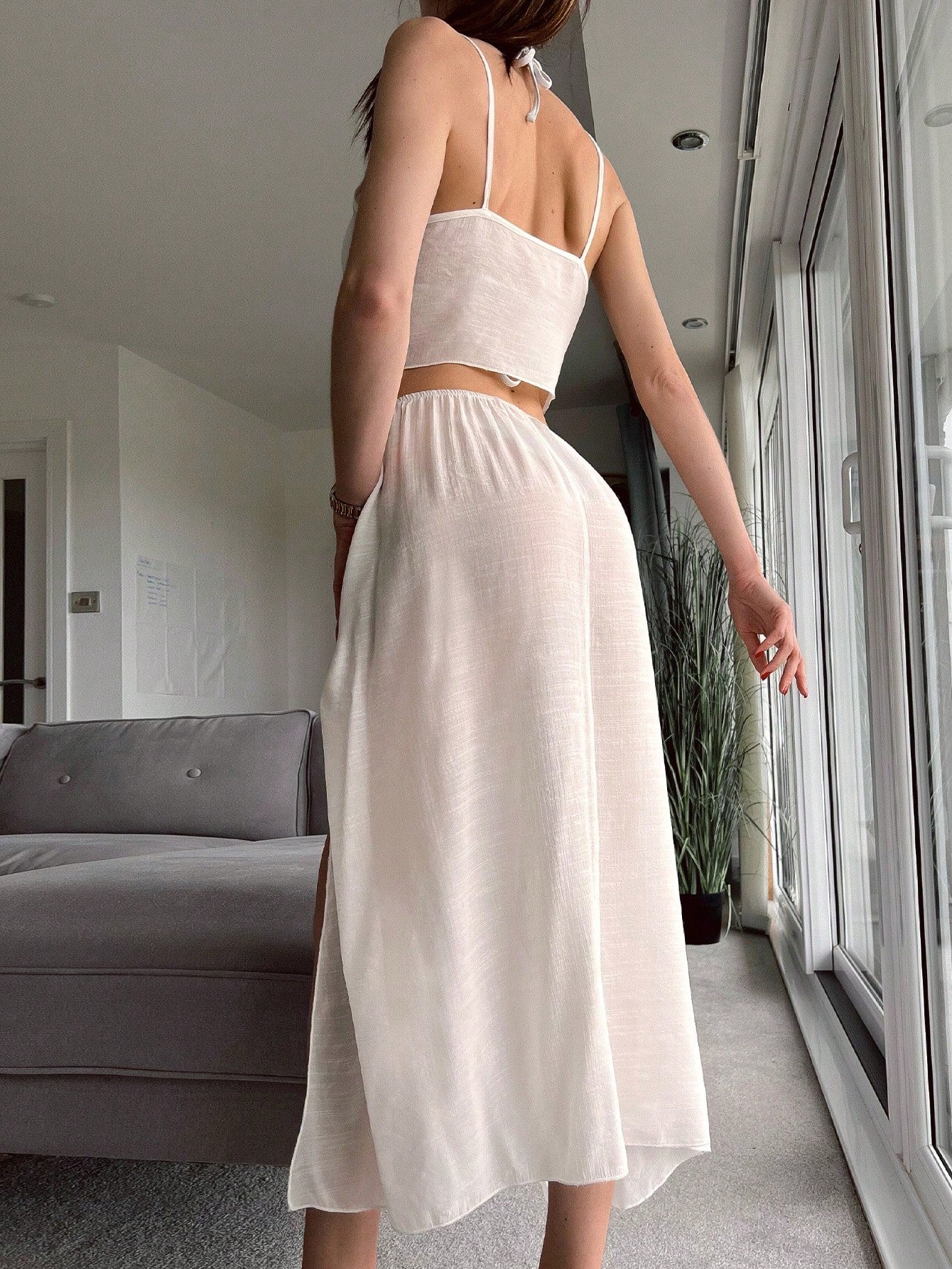  | SHEIN Solid Knot Front Cover Up Top & Split Thigh Skirt | Lingerie | Shein | OneHub