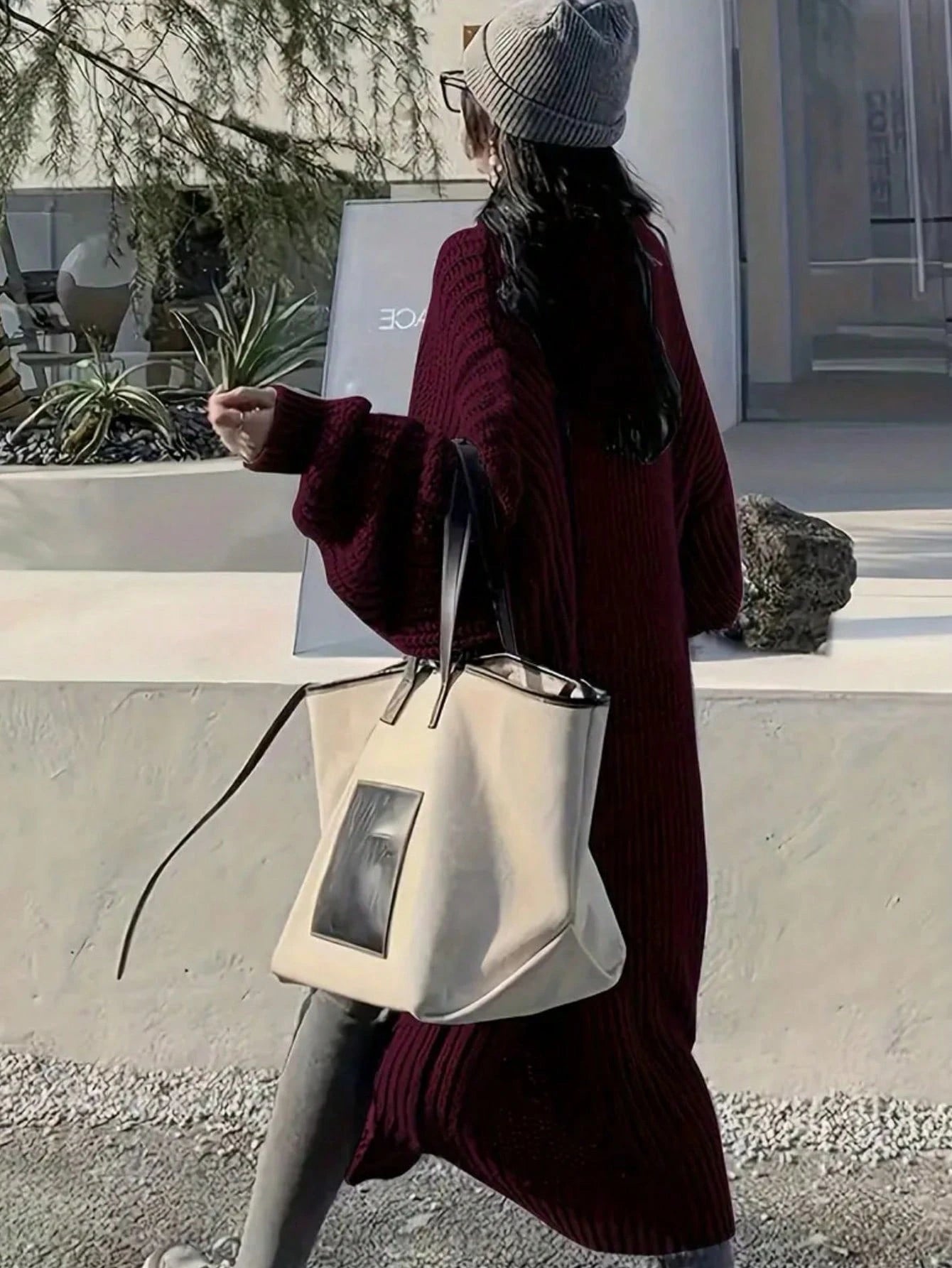  | SHEIN Solid Open Front Loose Knit Cardigan, Casual Long Sleeve Long Length Sweater With Pocket, Women's Clothing | Sweater | Shein | OneHub