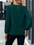  | SHEIN Solid Pleated Lantern Sleeve Blouse | Blouse | Shein | OneHub
