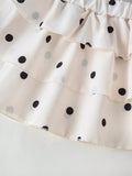 SHEIN Souflis Souflis 2026 Summer New Girls Black And White Polka Dot Cake Dress Set, Cross Strap Design Sweet Cool Style 2 Pieces Set, Baby Girl Korean Style Fashionable Vacation Princess Dress