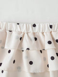 SHEIN Souflis Souflis 2026 Summer New Girls Black And White Polka Dot Cake Dress Set, Cross Strap Design Sweet Cool Style 2 Pieces Set, Baby Girl Korean Style Fashionable Vacation Princess Dress