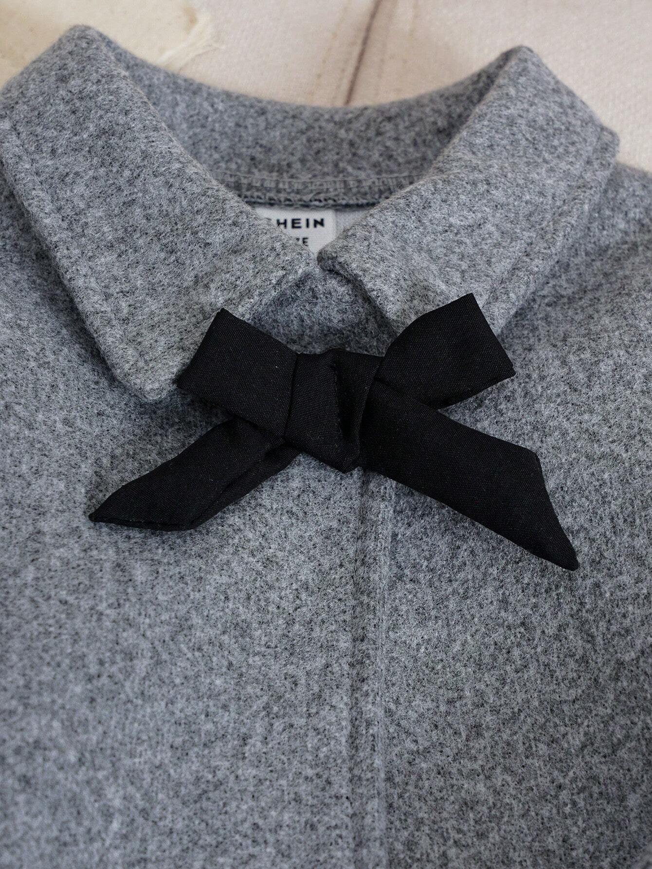 SHEIN Souflis Souflis 3pcs/Set Baby Girls Autumn/Winter Classic Elegant Wool Blend Short Cardigan, Sleeveless Dress And Beret Hat Outfit, Soft And Comfortable Fabric, Suitable For Outings