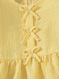 SHEIN Souflis Souflis French Style 0-3 Years Old Baby Girl Striped Bow Outfit