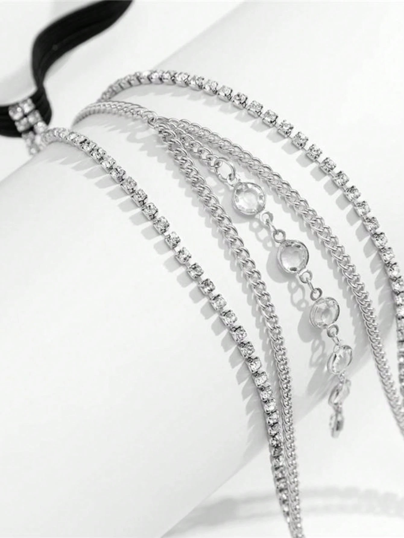 SHEIN Spring And Summer New Style European And American Sexy Thigh Chain Sexy Date Double-Layer Handmade Chain Pendant Elastic Rubber Band Leg Chain Garter Harness