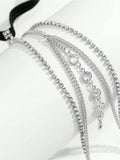 SHEIN Spring And Summer New Style European And American Sexy Thigh Chain Sexy Date Double-Layer Handmade Chain Pendant Elastic Rubber Band Leg Chain Garter Harness