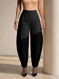 SHEIN Structelle Standard Size Elegant Women's Red Pleated Balloon Pants For Daily Commute, Office, Client Visits, Business Meetings, Afternoon Tea, Shopping, Dates, Art Exhibitions, Art Activities, Friends Gatherings / Light Parties, Family Gatherings