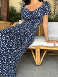 SHEIN Sunnyshic Women's Ditsy Floral Fitted Casual Mini Dress For Vacation.