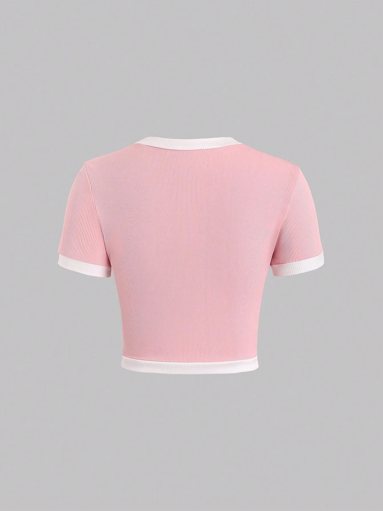  | SHEIN Sweetra Contrast Binding Button Detail Tight Fit T-Shirt For Casual Summer Graphic Tees Women Tops | Tee | Shein | OneHub