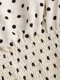 SHEIN Sweetra Women's Elegant Dotted Bow Tied Shoulder Waist Drawstring Slim Fit Casual Daily Commute Versatile Tank Top, Spring/Summer Polka Dot Polka Dots