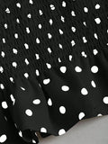 SHEIN Sweetra Women's Elegant French Style Polka Dot Bow Shoulder Tie Waist Slim Fit Casual Versatile Tank Top, Spring/Summer