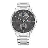 Tommy Hilfiger Hunter Silver Stainless Steel Grey Dial Quartz Watch for Men - 1791608
