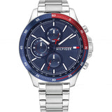  | Tommy Hilfiger Bank Silver Stainless Steel Blue Dial Chronograph Quartz Watch for Men - 1791718 | Watches | Tommy Hilfiger | OneHub