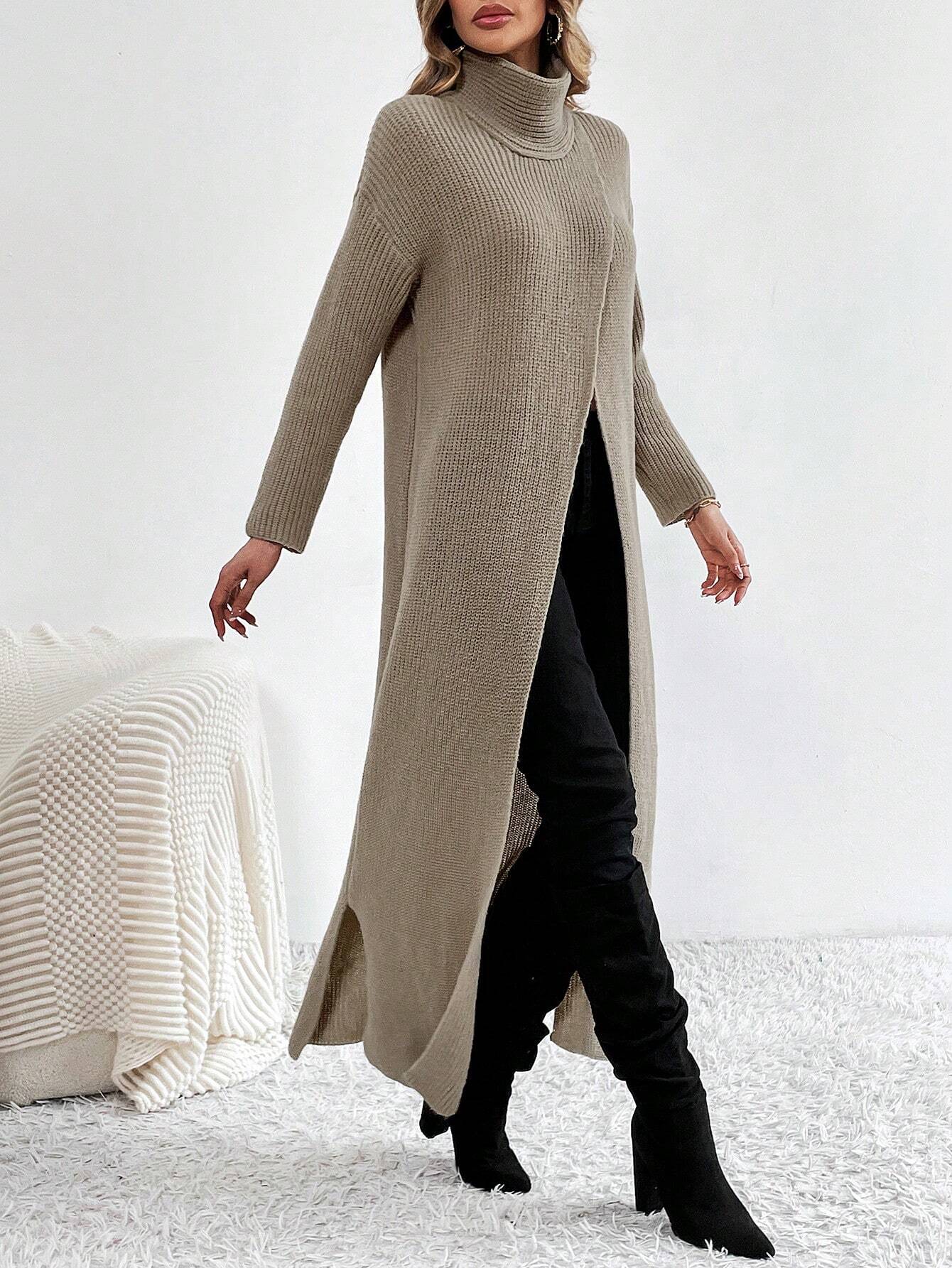  | SHEIN Turtleneck Slit Dress, Long Sleeve Casual Party Club Dress, Elegant & Unique Design | Dress | Shein | OneHub