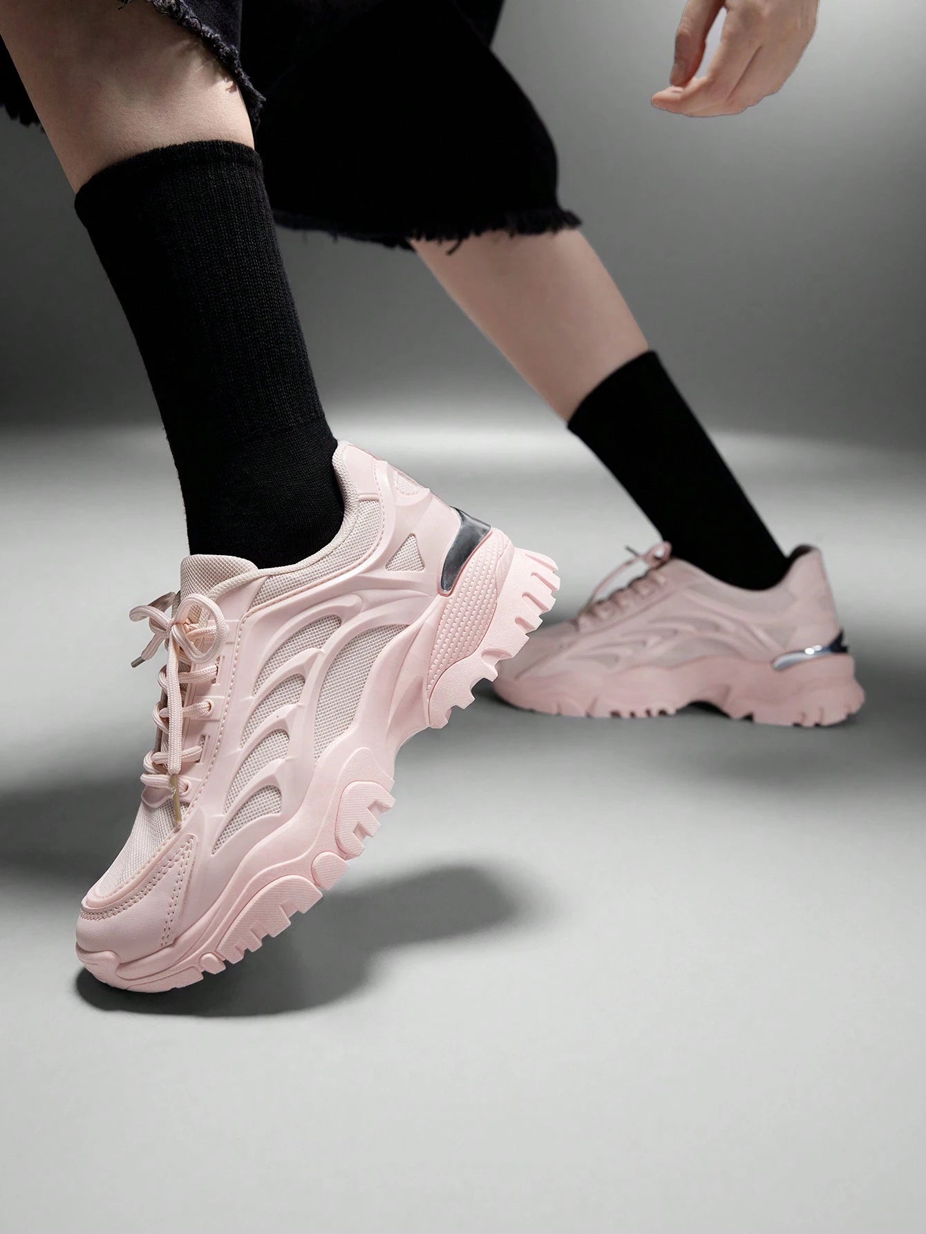 SHEIN Vate Woman Shoes Thick Sole Fashion Lightweight Pink Outdoor Sneaker