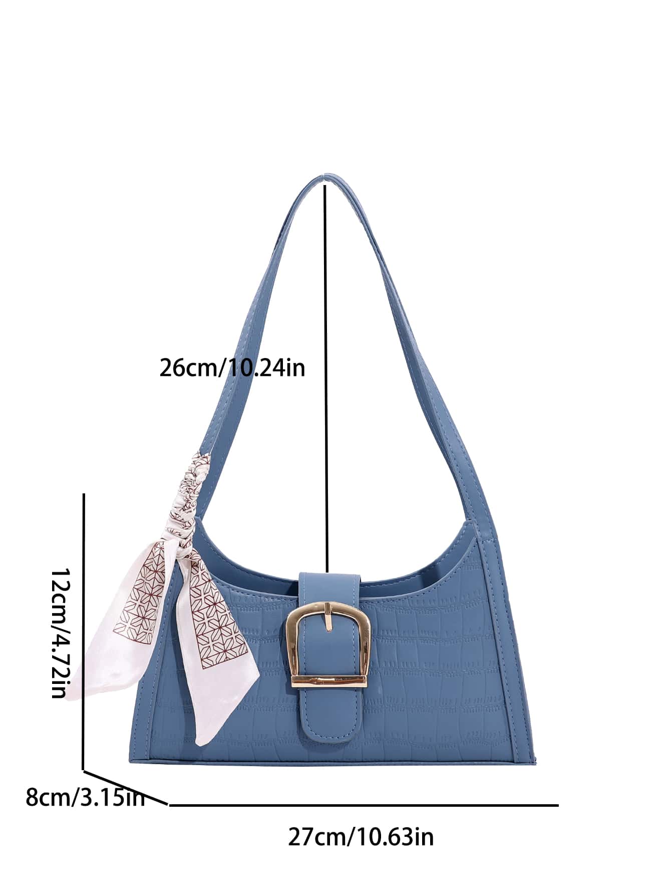  | SHEIN Versatile Blue Crocodile Pattern Armpit Bag | Bags | Shein | OneHub