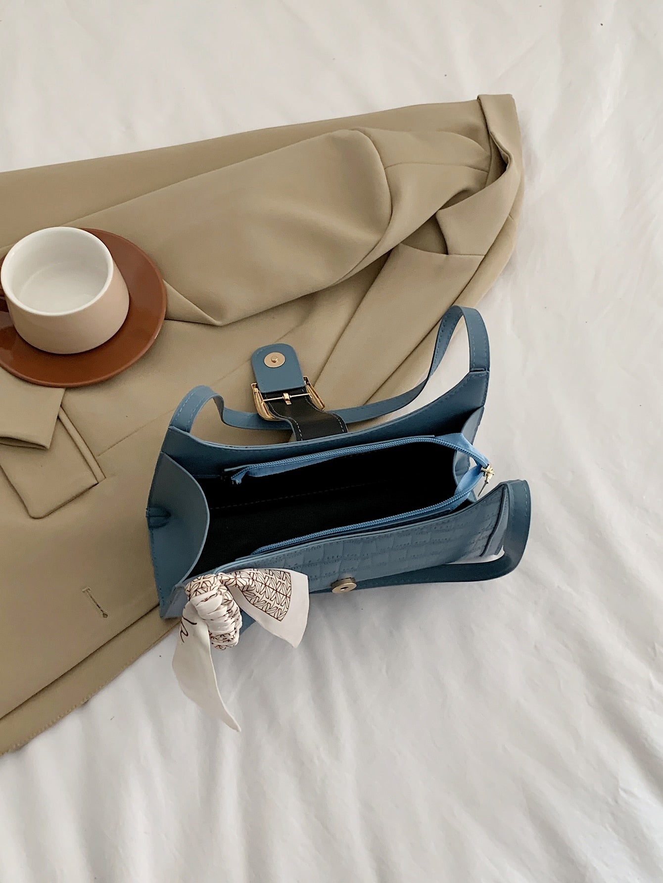  | SHEIN Versatile Blue Crocodile Pattern Armpit Bag | Bags | Shein | OneHub