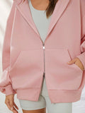 SHEIN WESTFADE Oversized Zip Up Long Sleeve Fleece Hoodie Cute Fall Back To School, Casual Autumn, Winter, Boho, Western Wear For Women