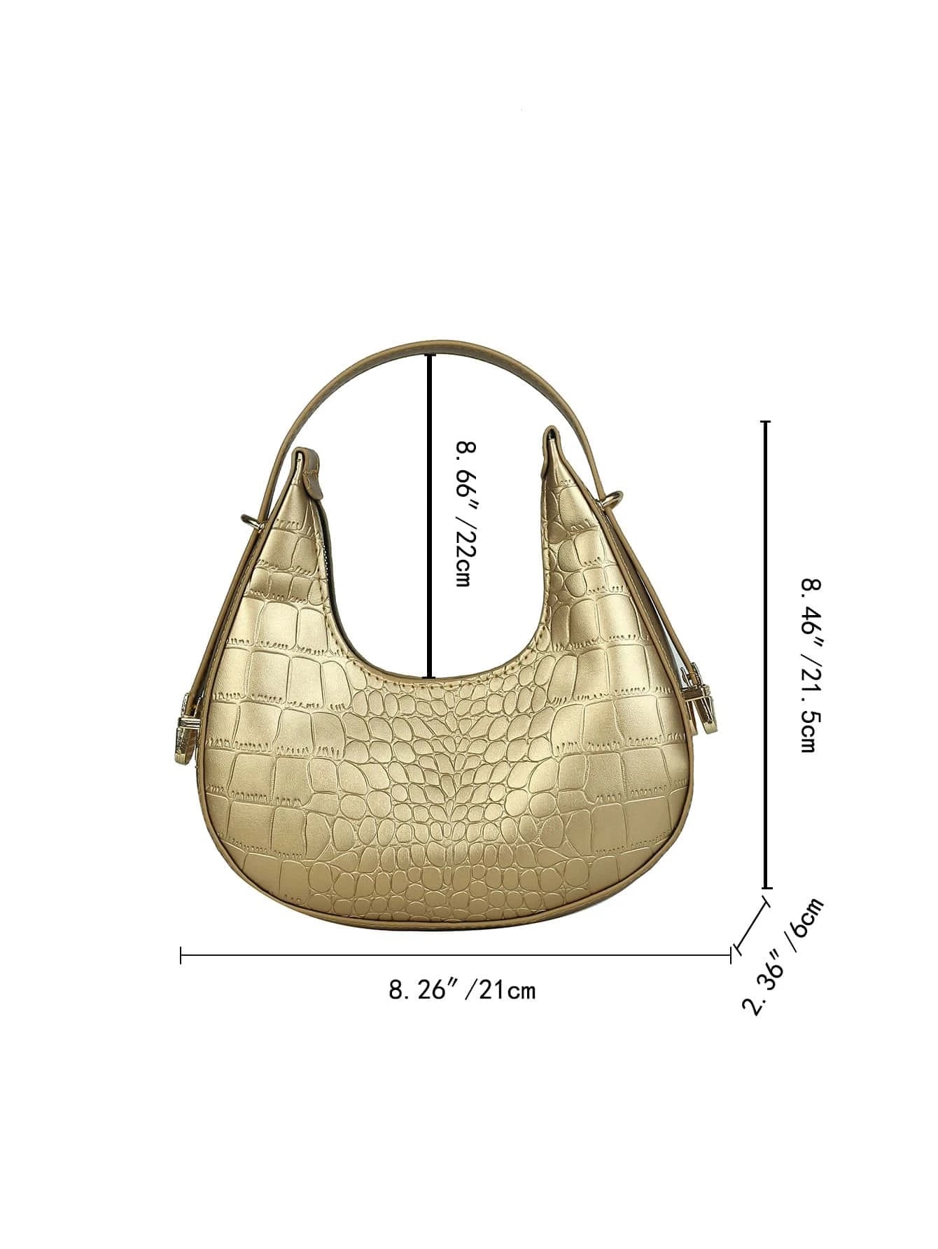  | SHEIN Waterproof,Lightweight,Business Casual Metallic Crocodile Embossed Hobo Bag | Bags | Shein | OneHub