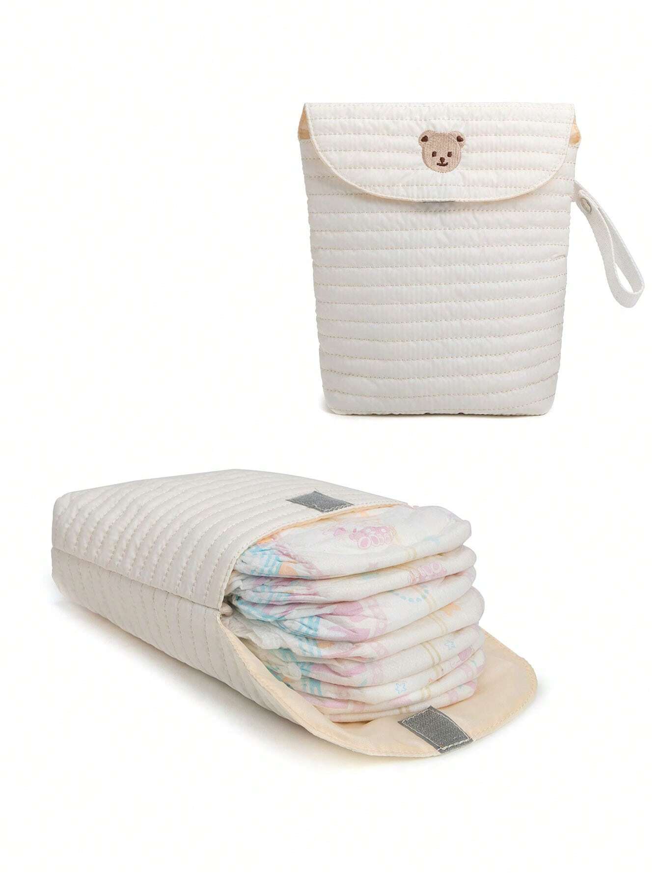 SHEIN Waterproof Baby Diaper Storage Bag Portable Diaper Organizer For Baby Clothes, Diapers, Wet Wipes, Outdoorsbaby Shower Family Decorations Gifts