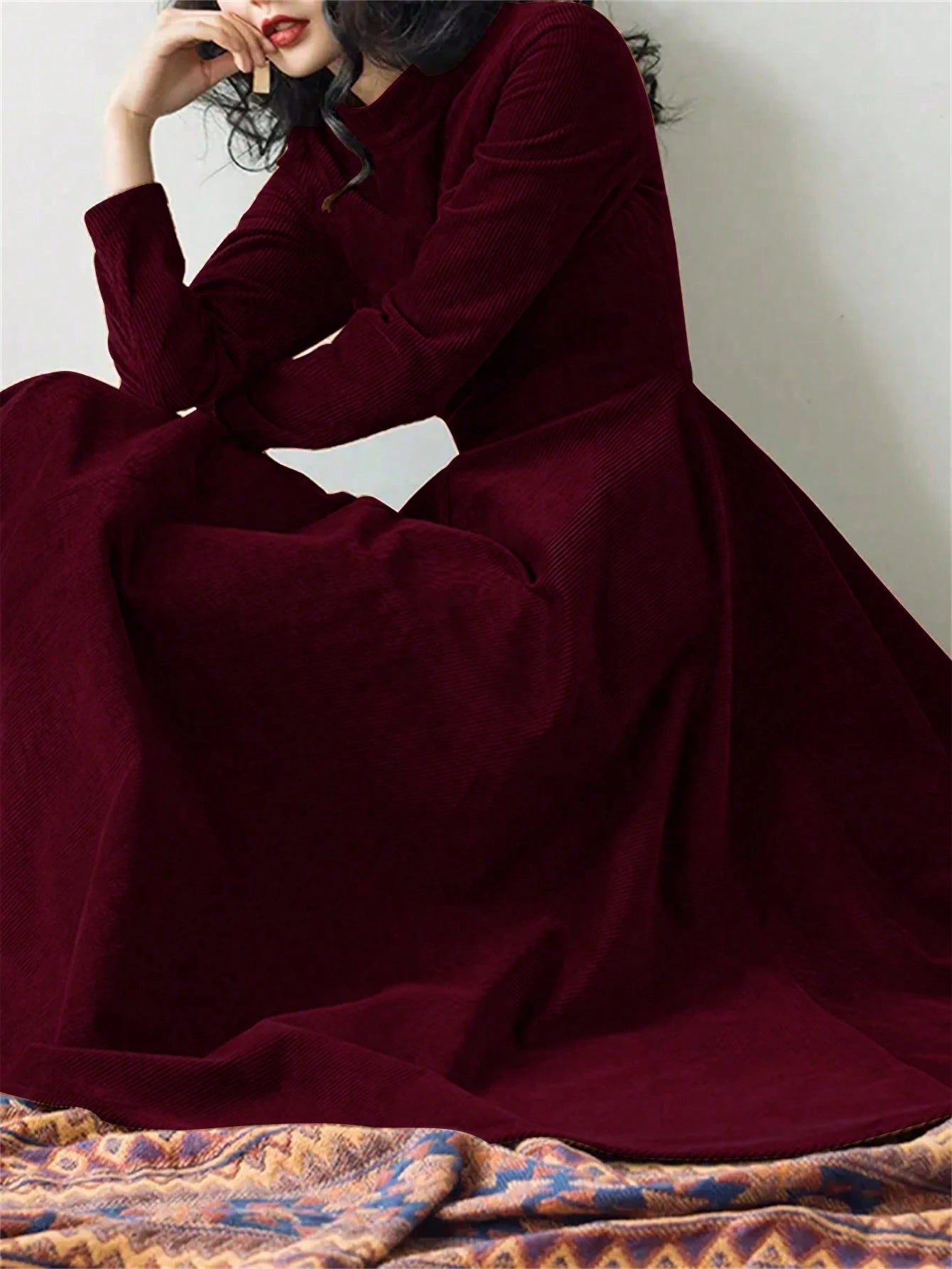  | SHEIN Women Casual Solid Color Oblique Pocket Elastic Waist Flare Hem Dress, Autumn | Dress | Shein | OneHub