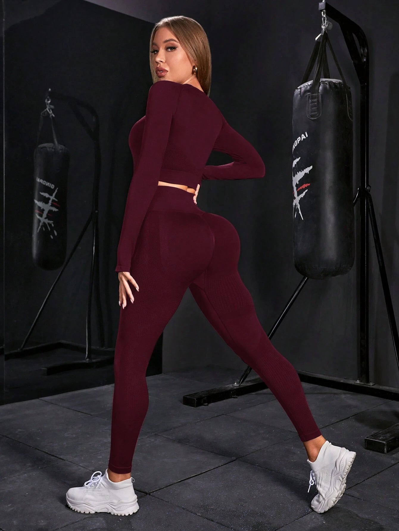  | SHEIN Women Solid Color Crew Neck Long Sleeve Top And Skinny Leggings Sports Outfit Workout Women Set Women Leggings Set | Leggings | Shein | OneHub