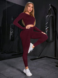  | SHEIN Women Solid Color Crew Neck Long Sleeve Top And Skinny Leggings Sports Outfit Workout Women Set Women Leggings Set | Leggings | Shein | OneHub