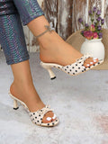 SHEIN Women's Beige High Heel Sandals, Open Toe Design, Versatile Minimalist Style, Suitable For Summer