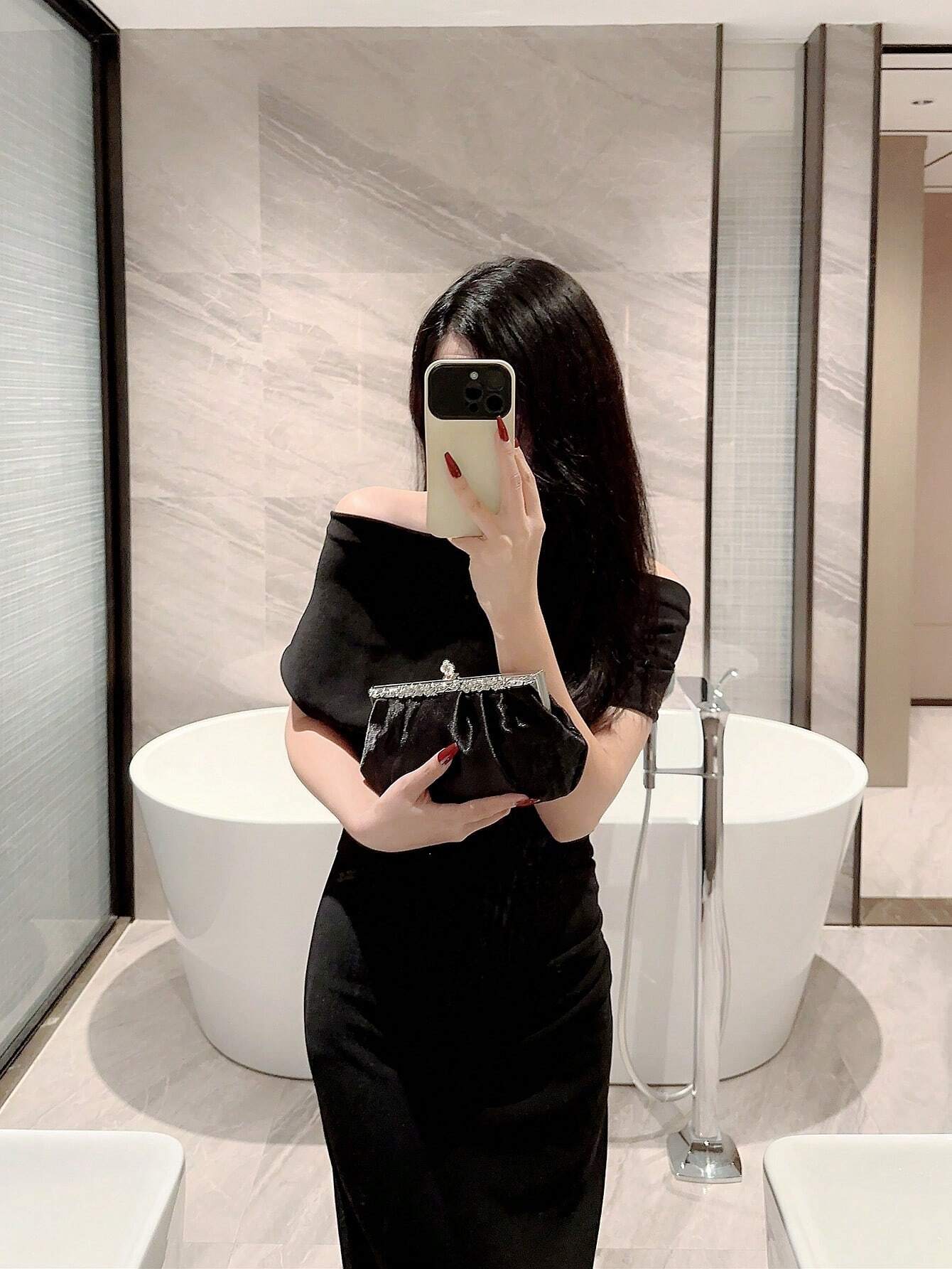  | SHEIN Women's Delicate Satin Evening Bag With Rhinestone Decoration, Clutch Bag, Party Bag, Prom Bag, Chain Handbag | Bags | Shein | OneHub