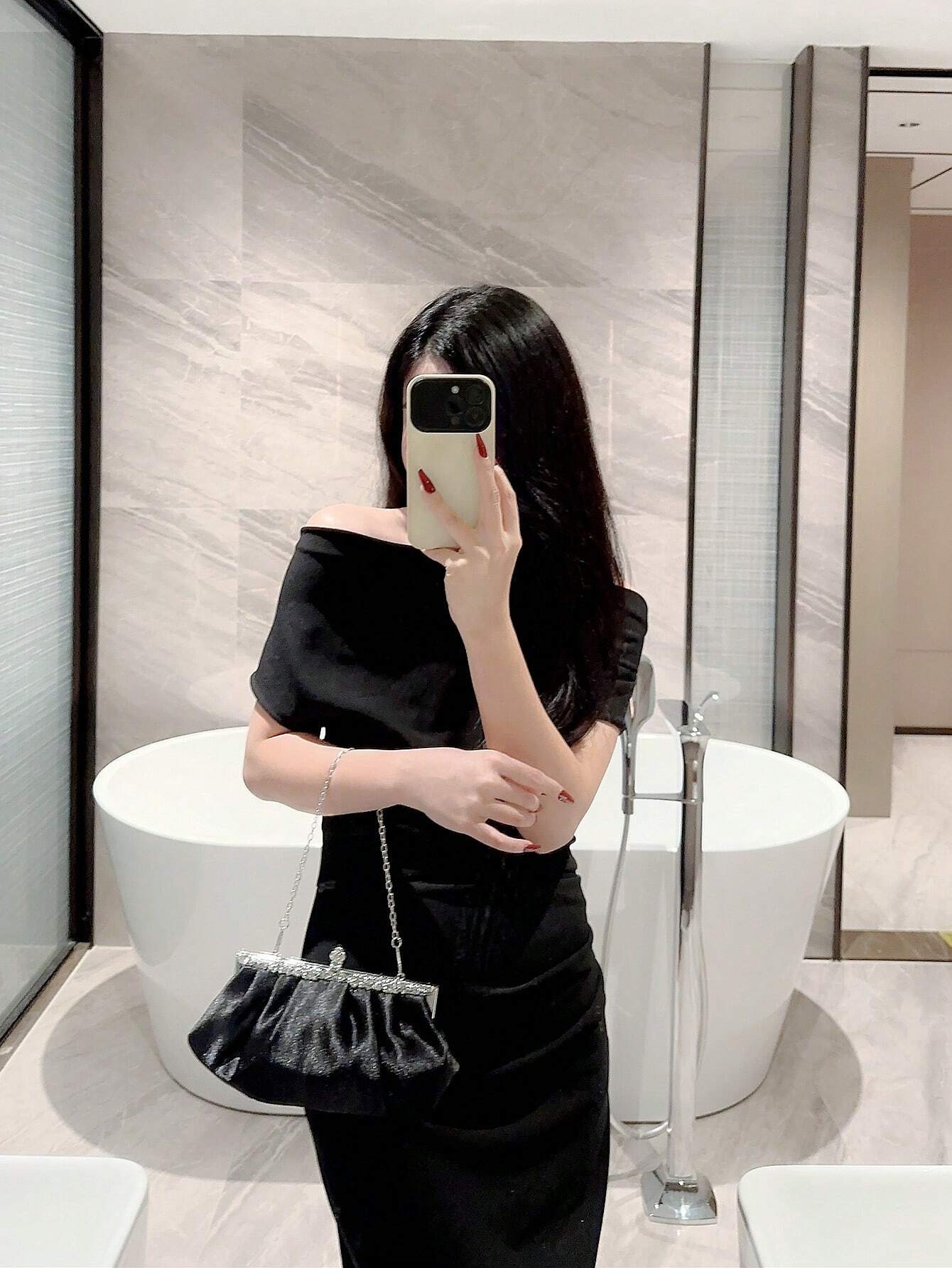  | SHEIN Women's Delicate Satin Evening Bag With Rhinestone Decoration, Clutch Bag, Party Bag, Prom Bag, Chain Handbag | Bags | Shein | OneHub