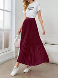 SHEIN Women's Elegant Pleated A-Line Skirt
