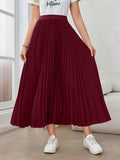 SHEIN Women's Elegant Pleated A-Line Skirt