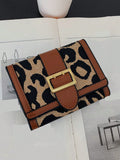  | SHEIN Women's Leopard Print Pu Leather Trifold Wallet Card Holder Coin Purse Vintage Buckle Hardware Portable Short Wallet | Wallet | Shein | OneHub