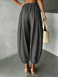 SHEIN Women's New Spring/Autumn Casual Commute Comfortable Solid Color Woven Fabric Pants For Home And Daily Wear