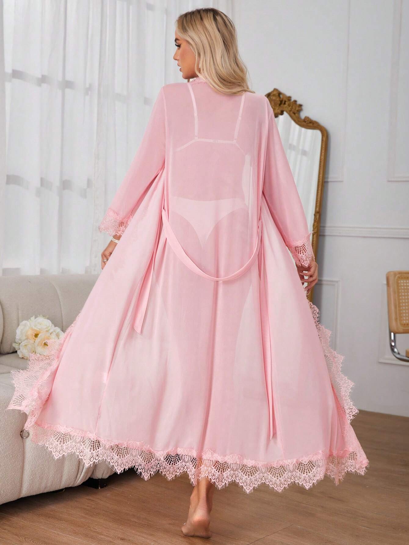  | SHEIN Women's Patchwork Lace Long Sleeve Long Nightgown | Night Dress | Shein | OneHub