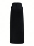  | SHEIN Women's Solid Color High Waist Side Slit Hem Maxi Casual Skirt | Skirt | Shein | OneHub