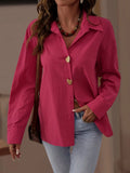 SHEIN Women's Striped Casual Loose Blouse, Stylish Metal Heart Buckle Design
