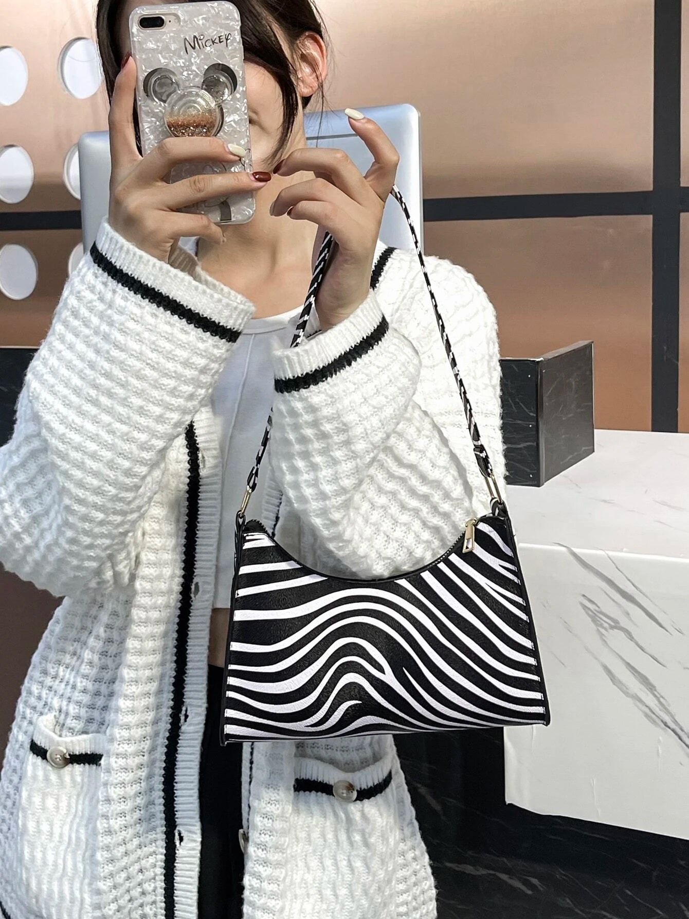  | SHEIN Women's Zebra Print Tote Shoulder Bag | Bags | Shein | OneHub