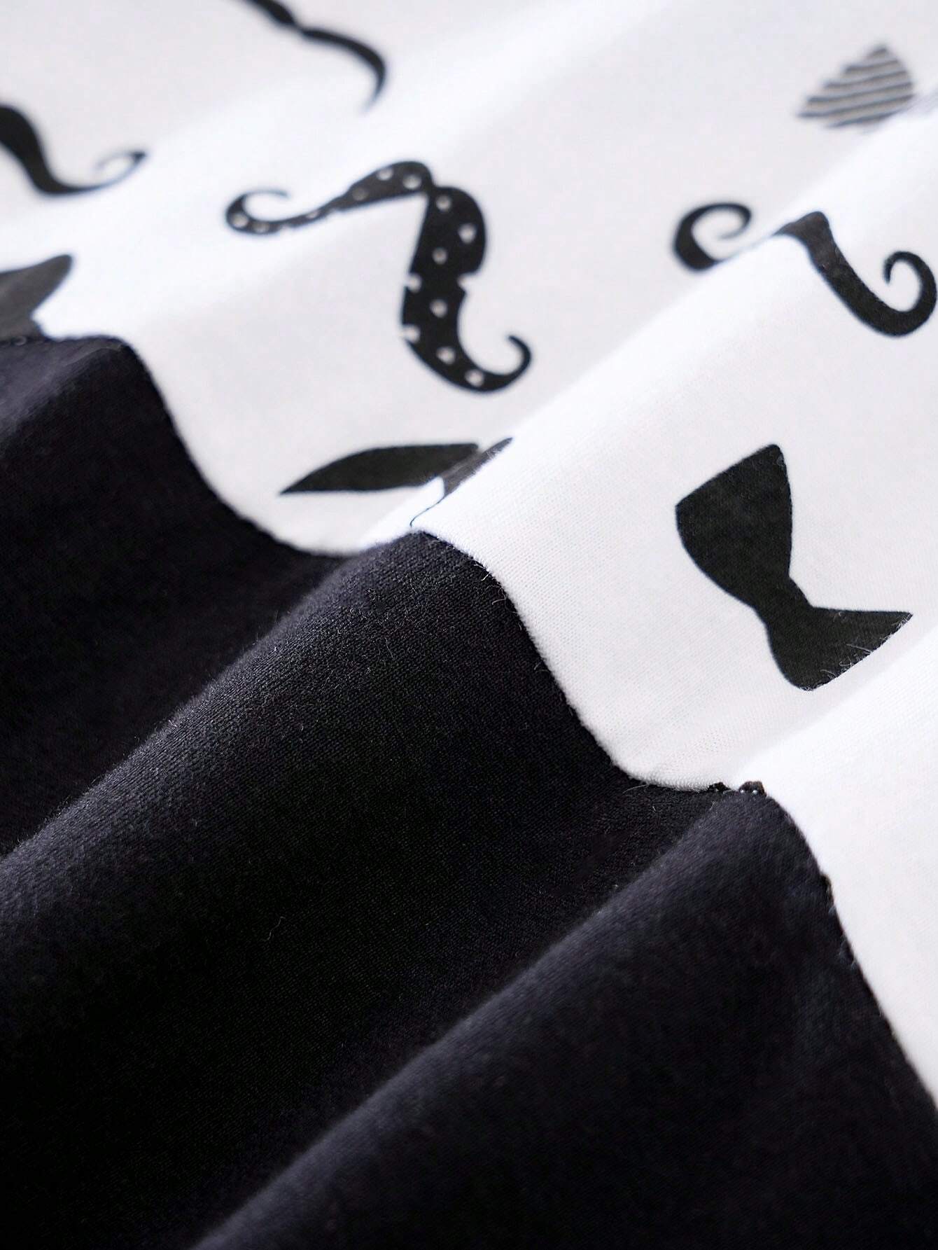  | SHEIN Yierying Infant Boys' Short-Sleeved Two-In-One Romper With Black Mustache Print And Bow Tie Design, Suitable For Spring/Summer Seasons | Dress | Shein | OneHub