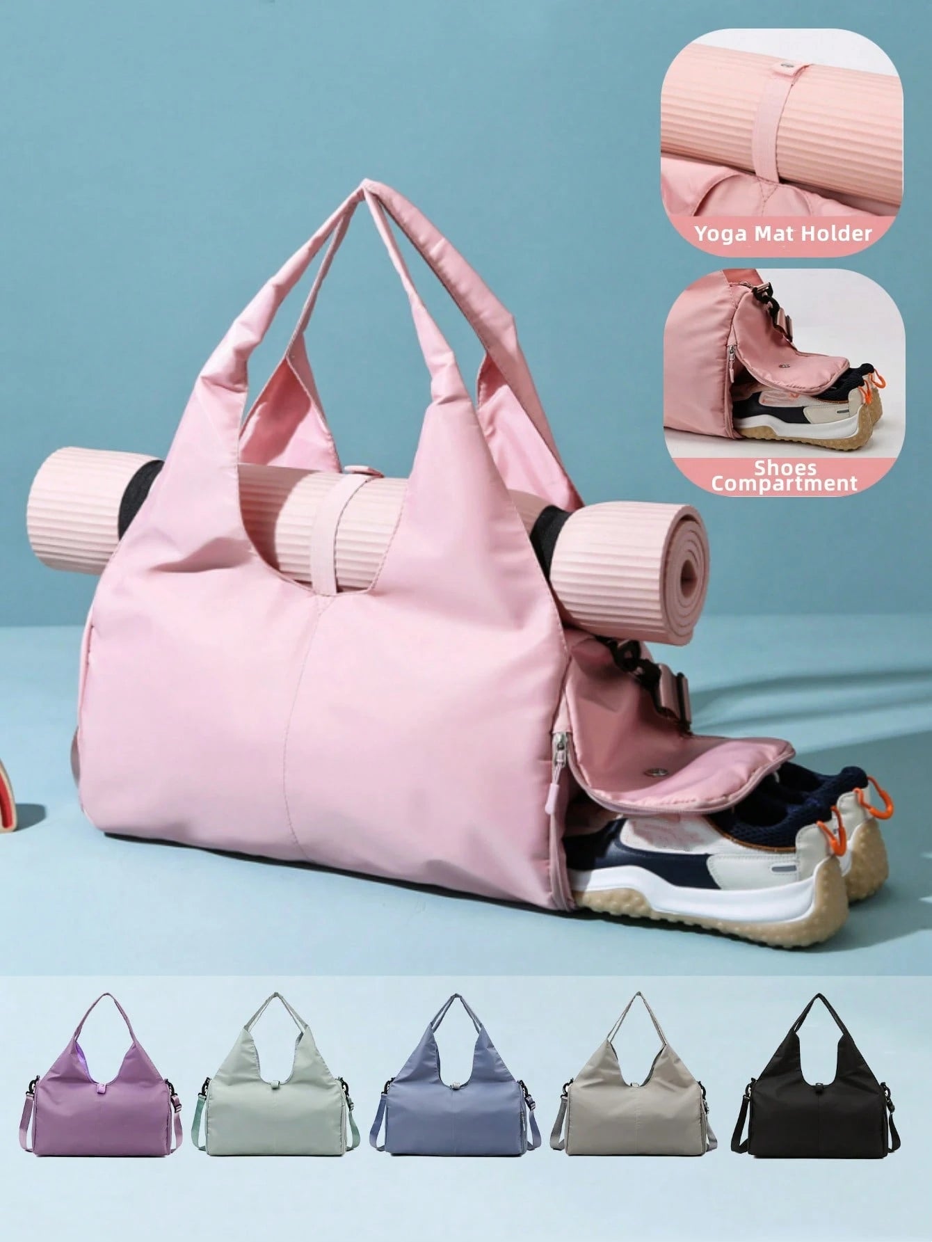  | SHEIN Yoga Sport Gym Bags For Women Men With Shoes Compartment And Wet Dry Storage Pockets With Adjustable Yoga Mat Holder Travel Luggage Tote Bag Sport Workout Shoulder Bag | Bags | Shein | OneHub