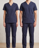NOBLE Unisex Solid V-Neck Medical Scrub Top & Pants Set with Pockets, Professional Healthcare Uniform for Doctors & Nurses