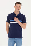 USPA Men's Navy Blue Polo Neck T-Shirt