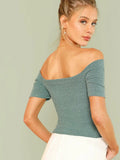  | SHEIN Unity Ribbed Off-the-Shoulder Crisscross Top | Top | Shein | OneHub