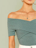  | SHEIN Unity Ribbed Off-the-Shoulder Crisscross Top | Top | Shein | OneHub