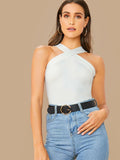  | SHEIN BAE Form-Fitting Crisscross Halter Top | Top | Shein | OneHub