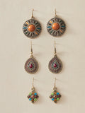 SHEIN 3pairs Bohemian Flower & Water Drop Earrings