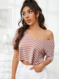 | SHEIN V-Neck Striped Crop Top | T-shirt | Shein | OneHub