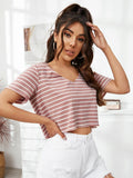 | SHEIN V-Neck Striped Crop Top | T-shirt | Shein | OneHub